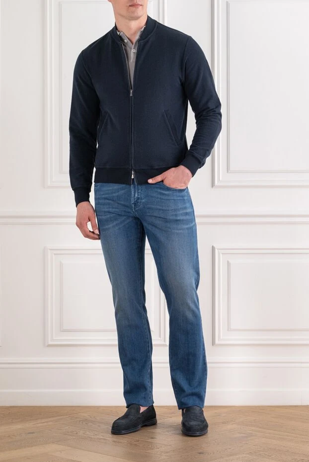 Brunello Cucinelli sports sweatshirt made of cotton and elastane blue for men 141188 - photo 2