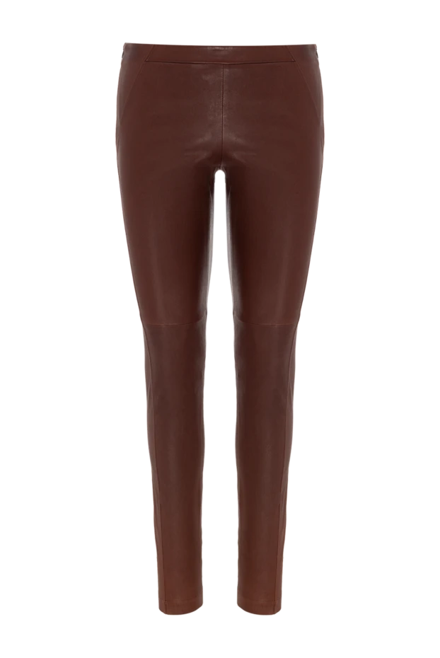 Brunello Cucinelli woman burgundy leather trousers for women купить с ценами и фото 141226 - photo 1