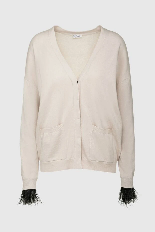 Brunello Cucinelli woman beige cashmere cardigan for women купить с ценами и фото 141263 - photo 1