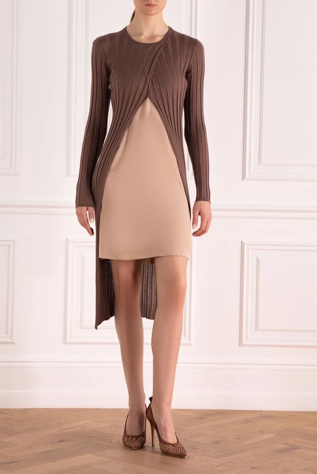 Brunello Cucinelli woman brown cashmere and silk dress for women купить с ценами и фото 141338 - photo 2