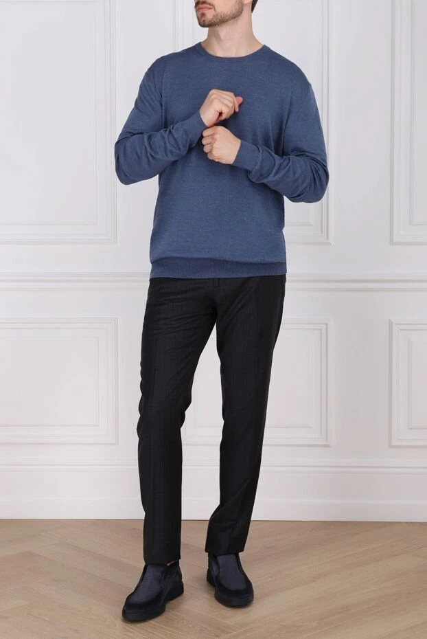 Cesare di Napoli man wool jumper blue for men купить с ценами и фото 141345 - photo 2