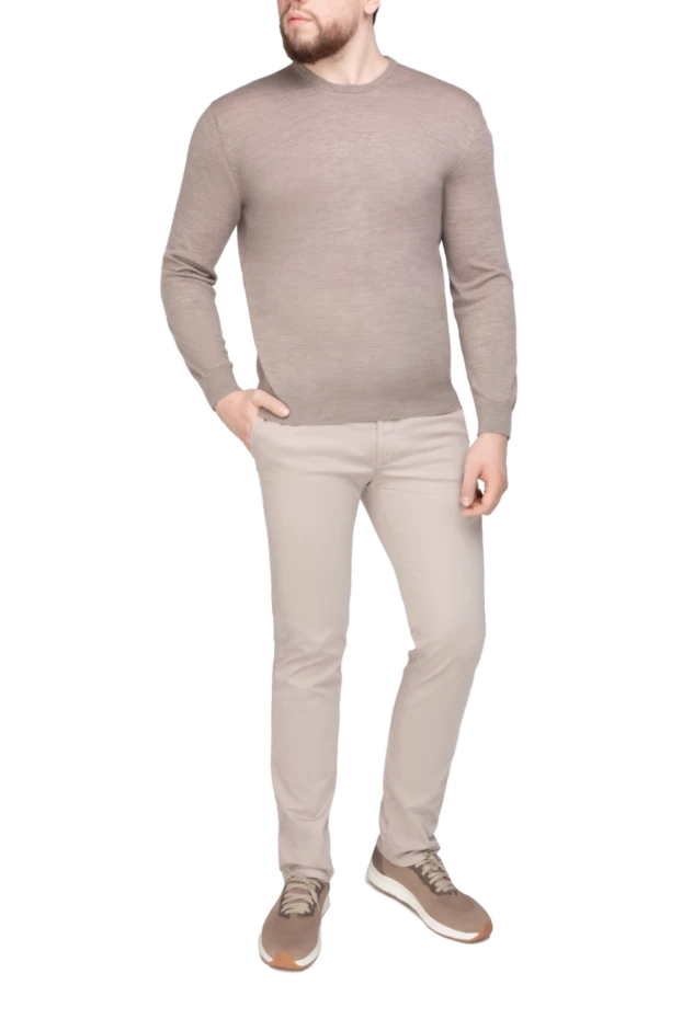 Cesare di Napoli man wool jumper beige for men купить с ценами и фото 141346 - photo 2