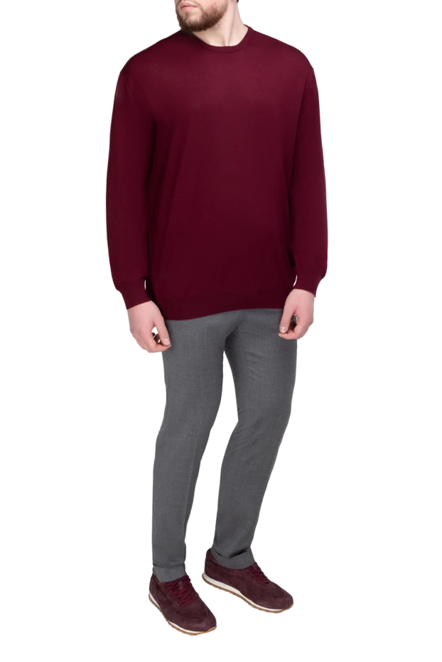 Cesare di Napoli man wool jumper burgundy for men купить с ценами и фото 141347 - photo 2