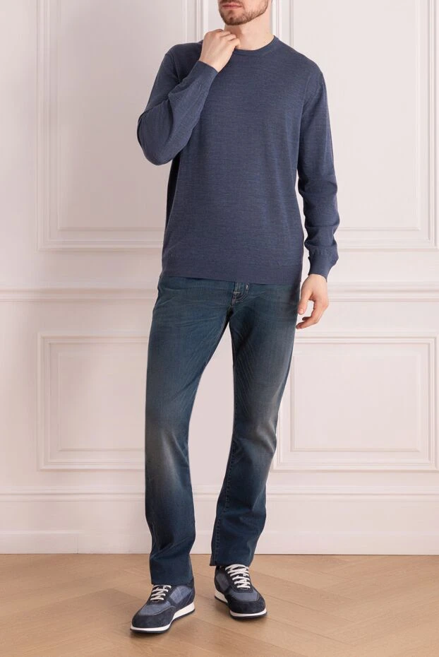 Cesare di Napoli man wool jumper blue for men купить с ценами и фото 141349 - photo 2