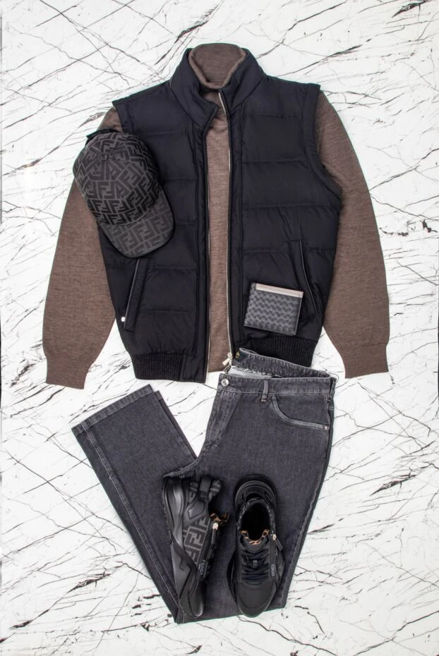 Dark brown basic wool turtleneck for men - photo 2