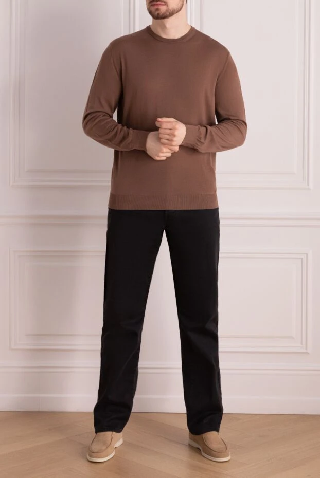 Cesare di Napoli man brown wool jumper for men купить с ценами и фото 141366 - photo 2