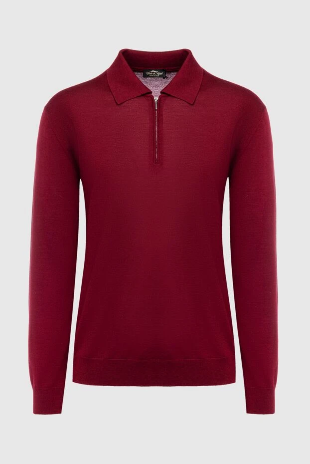 Cesare di Napoli man wool, silk and cashmere long sleeve polo burgundy for men купить с ценами и фото 141370 - photo 1