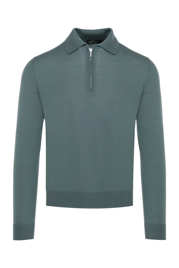 Cesare di Napoli man long sleeve polo in wool, silk and green cashmere for men купить с ценами и фото 141371 - photo 1