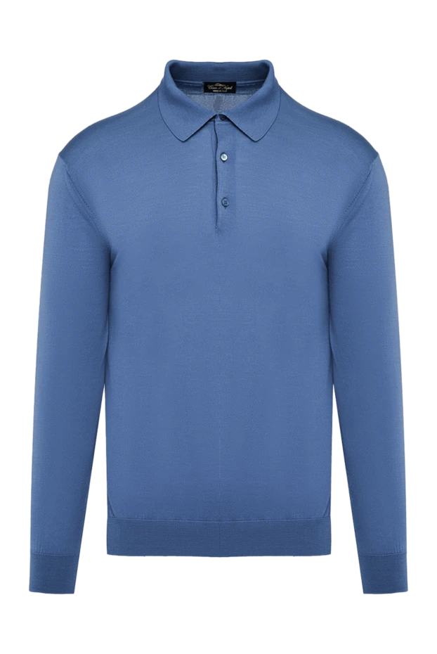 Cesare di Napoli man wool long sleeve polo blue for men купить с ценами и фото 141378 - photo 1