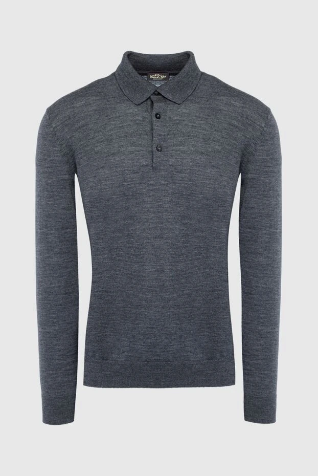 Cesare di Napoli man wool long sleeve polo gray for men купить с ценами и фото 141379 - photo 1