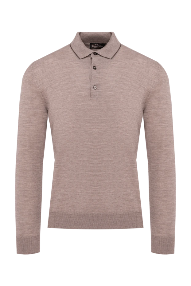 Cesare di Napoli man wool long sleeve polo beige for men купить с ценами и фото 141383 - photo 1