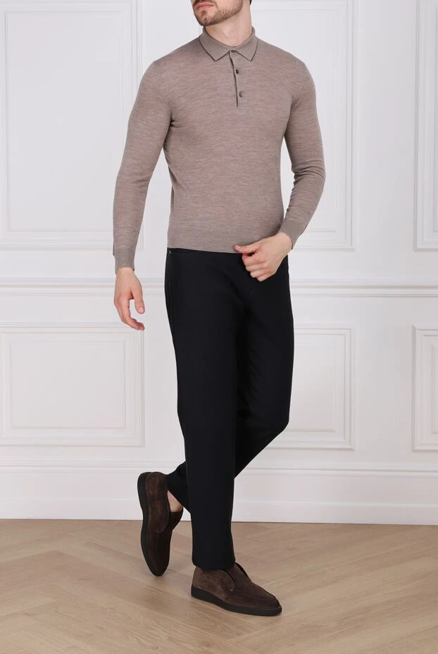 Cesare di Napoli man wool long sleeve polo beige for men купить с ценами и фото 141383 - photo 2