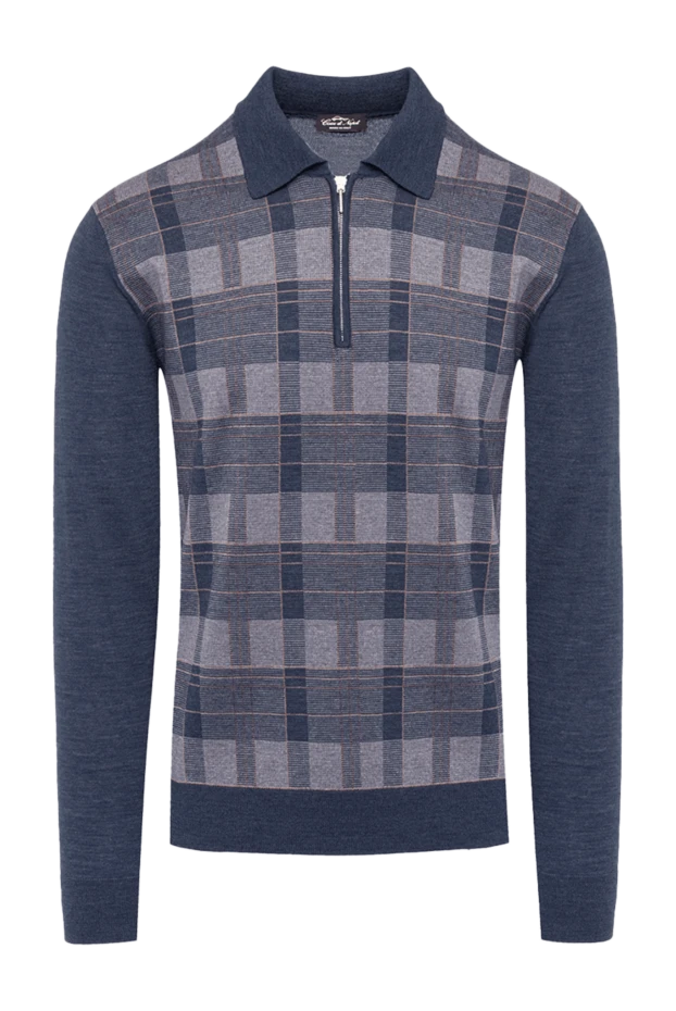 Cesare di Napoli man wool long sleeve polo blue for men купить с ценами и фото 141397 - photo 1