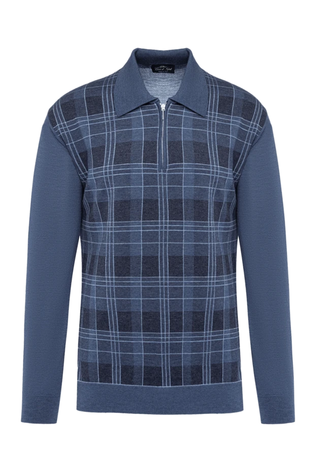 Cesare di Napoli man wool long sleeve polo blue for men купить с ценами и фото 141398 - photo 1