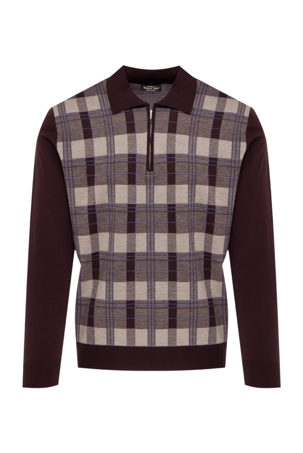 Cesare di Napoli man wool long sleeve polo brown for men купить с ценами и фото 141399 - photo 1