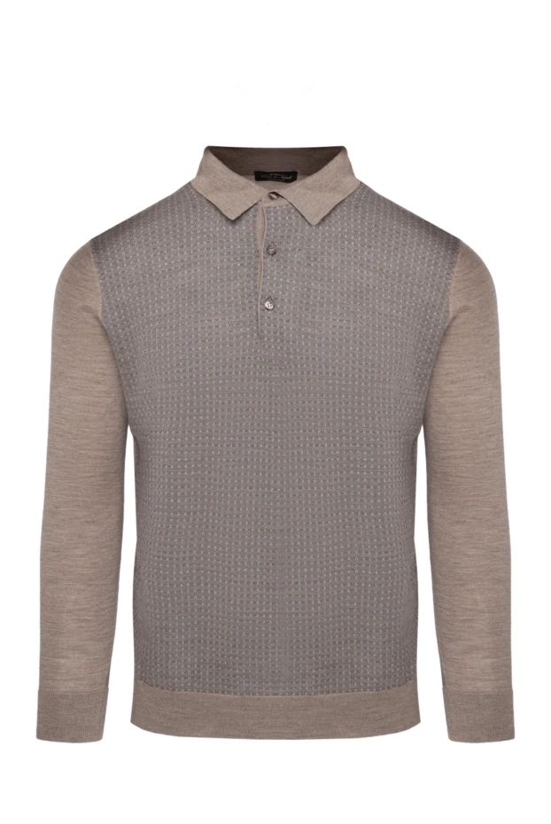 Cesare di Napoli man long sleeve polo in wool, silk and cashmere beige for men купить с ценами и фото 141408 - photo 1