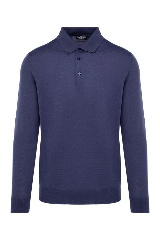 Cesare di Napoli man wool, silk and cashmere long sleeve polo blue for men купить с ценами и фото 141410 - photo 1