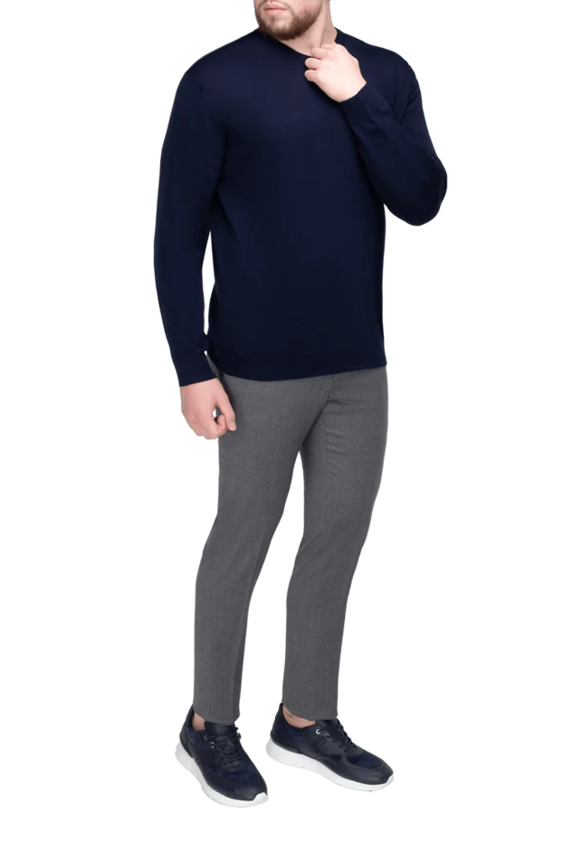 Cesare di Napoli man wool, cashmere and silk jumper blue for men купить с ценами и фото 141412 - photo 2