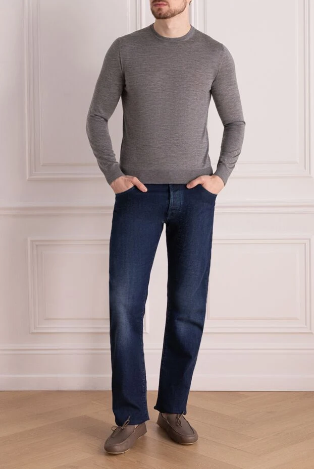 Cesare di Napoli man wool, cashmere and silk jumper gray for men купить с ценами и фото 141416 - photo 2