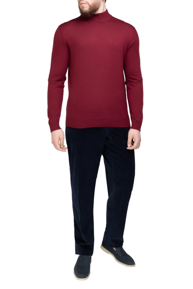 Cesare di Napoli man stand-up jumper made of wool, silk and cashmere, burgundy for men купить с ценами и фото 141418 - photo 2