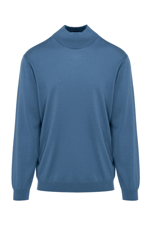 Cesare di Napoli man jumper with turtleneck in wool, silk and cashmere blue for men купить с ценами и фото 141424 - photo 1