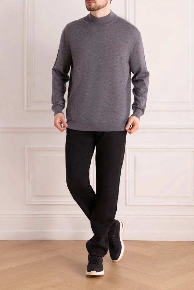 Cesare di Napoli man jumper with high neck, wool, gray for men купить с ценами и фото 141425 - photo 2