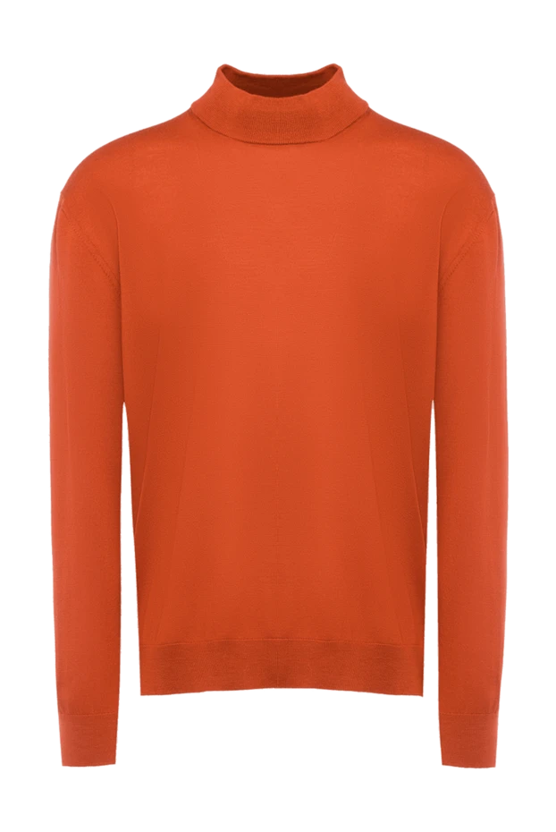 Cesare di Napoli man orange men's wool turtleneck jumper купить с ценами и фото 141426 - photo 1