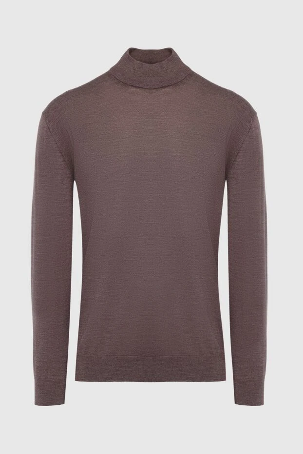 Cesare di Napoli man brown wool turtleneck jumper for men купить с ценами и фото 141429 - photo 1