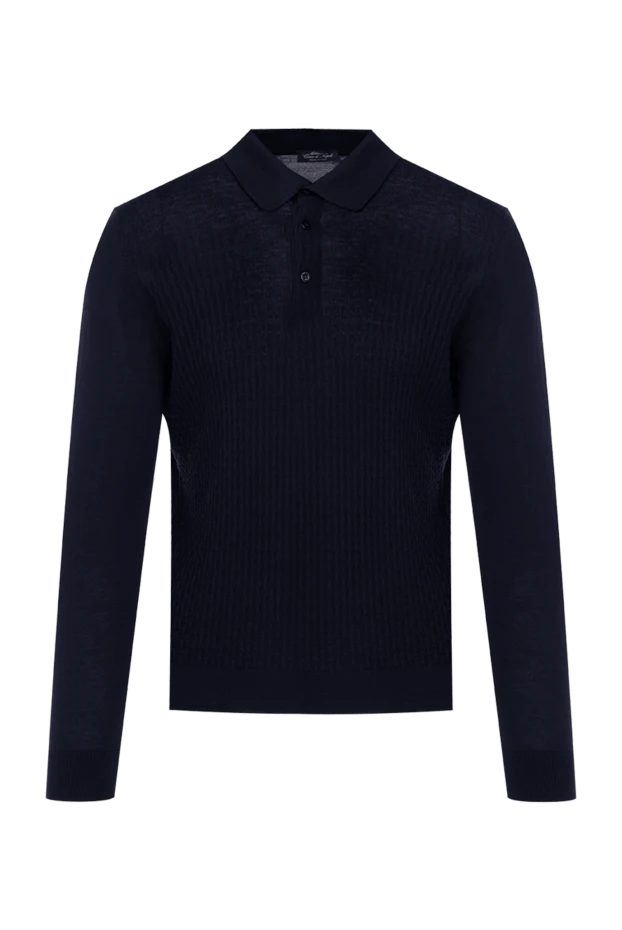 Cesare di Napoli man wool, silk and cashmere long sleeve polo black for men купить с ценами и фото 141449 - photo 1