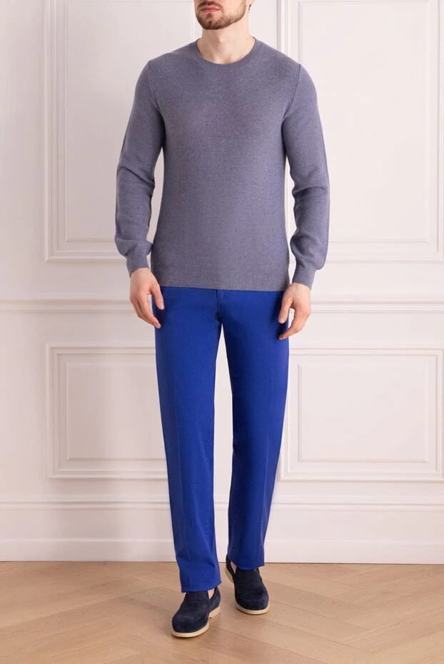 Brioni man blue cashmere jumper for men купить с ценами и фото 141561 - photo 2