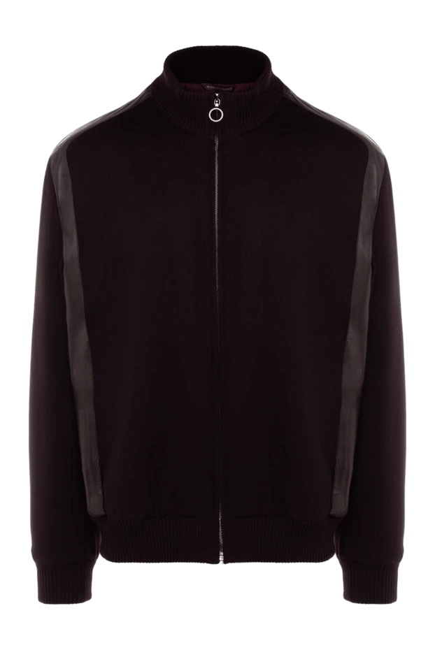 Ерлерге арналған кашемир және былғары күрте, бургундия - фото 1