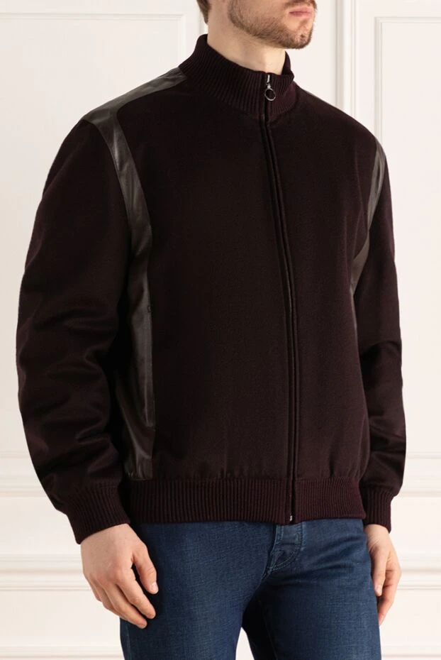 Seraphin куртка из кашемира и кожи бордовая мужская 141670 - фото 3