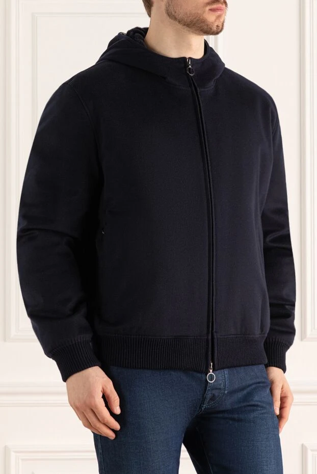 Seraphin men's blue cashmere jacket with a hood 141671 - photo 3
