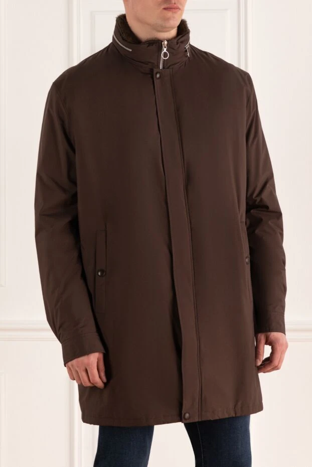 Seraphin brown polyester fur jacket for men 141674 - photo 3