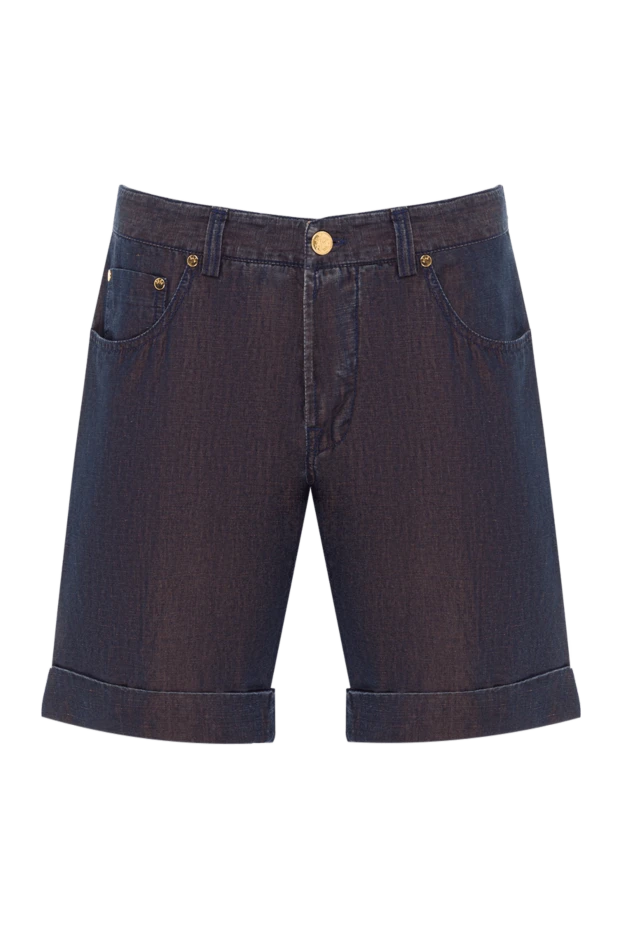 Blue men's cotton casual shorts with gold stud accents - photo 1