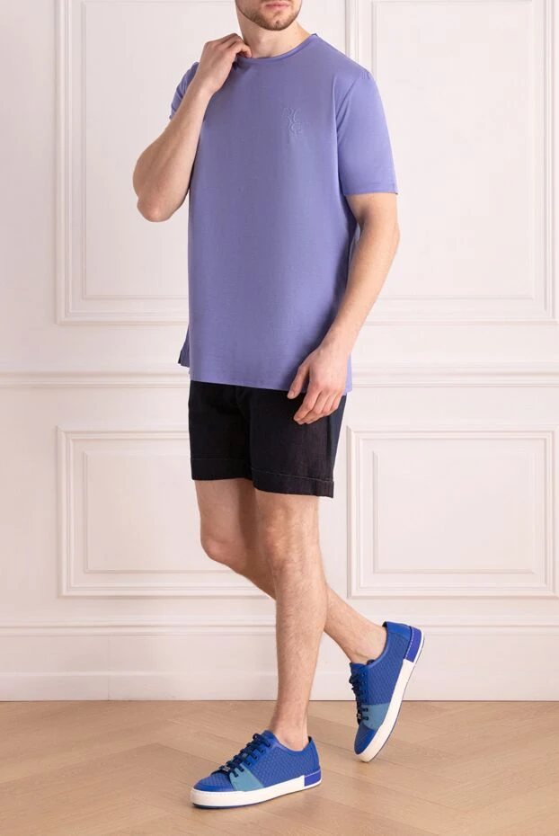 Scissor Scriptor man cotton and linen shorts blue for men купить с ценами и фото 141724 - photo 2