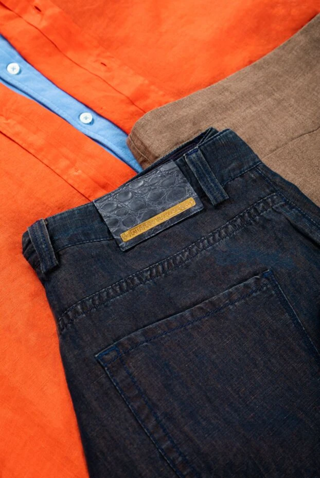 Scissor Scriptor синие мужские шорты хлопковые casual с акцентом на золотистые заклепки 141724 - фото 2