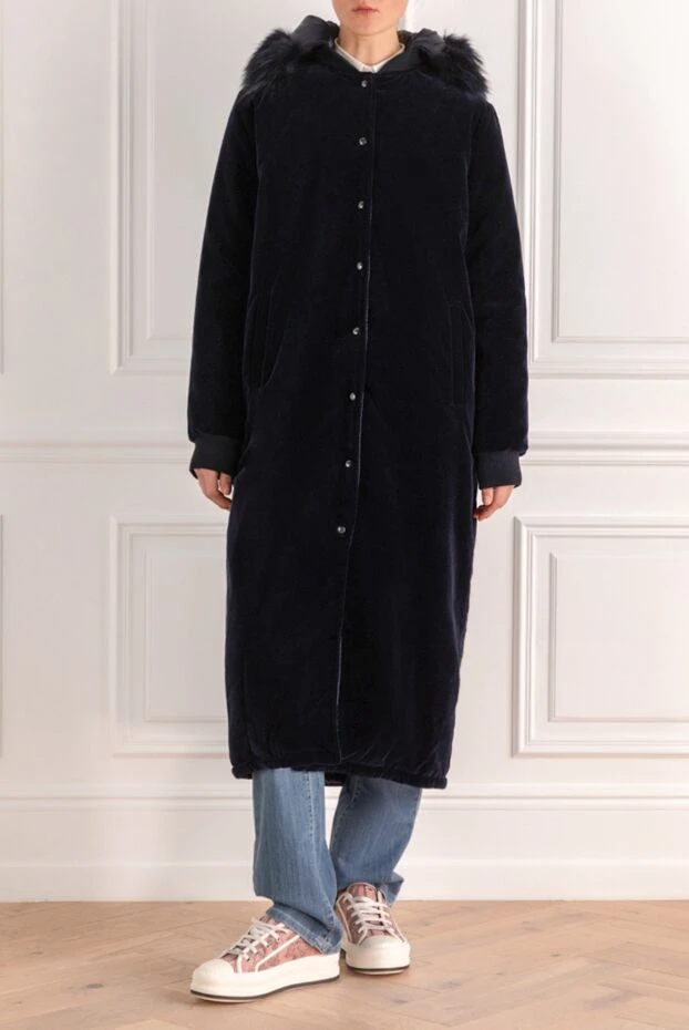 Әйелдерге арналған көк мақта және модальды пальто - фото 2