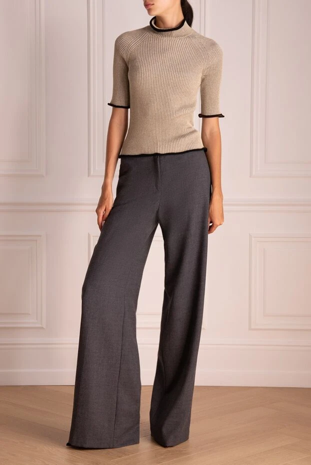 Edward Achour Paris woman gray wool trousers for women купить с ценами и фото 141820 - photo 2