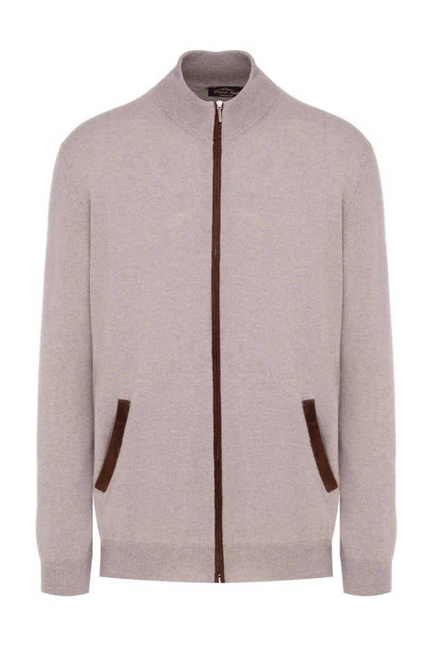 Cesare di Napoli man men's cardigan made of wool and cashmere, beige купить с ценами и фото 141946 - photo 1