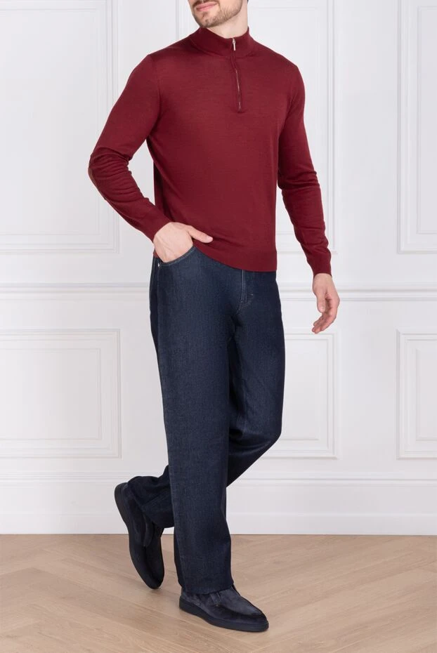 Cesare di Napoli man wool, cashmere and silk troyer burgundy for men купить с ценами и фото 141966 - photo 2