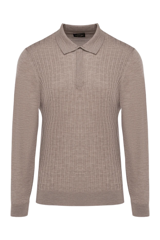 Cesare di Napoli man long sleeve polo in silk, cashmere and wool beige for men купить с ценами и фото 141973 - photo 1