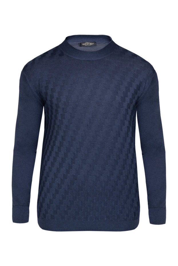 Cesare di Napoli man turtleneck jumper in wool and cashmere, blue for men купить с ценами и фото 141986 - photo 1