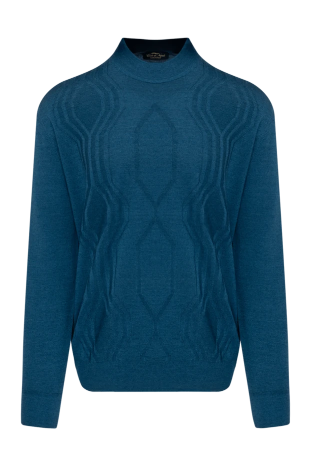 Cesare di Napoli man turtleneck jumper in wool and cashmere, blue for men 141988 - photo 1