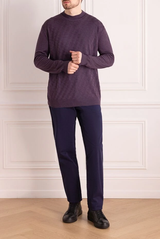 Cesare di Napoli man turtleneck jumper in wool and cashmere purple for men купить с ценами и фото 141992 - photo 2