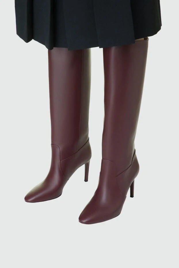 Nina Ricci woman burgundy leather boots for women купить с ценами и фото 142008 - photo 2