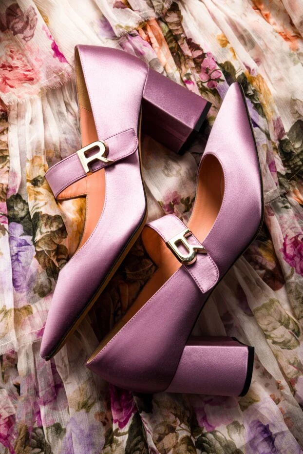 Rochas туфли женские фиолетовые кожаные с пряжкой-логотипом 142015 - фото 2