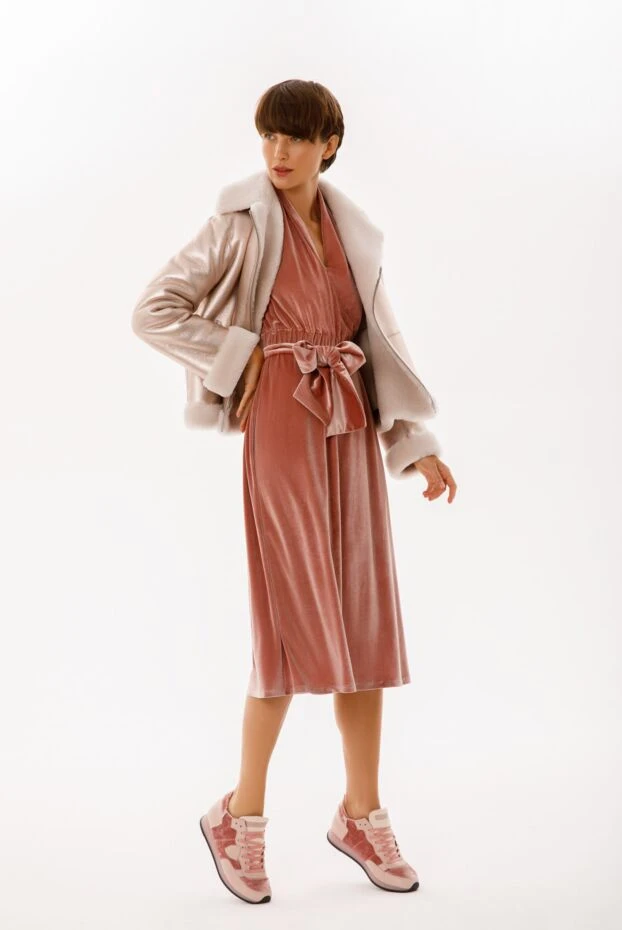 Philippe Model кроссовки женские кожаные с велюровыми вставками розовые 142039 - фото 2