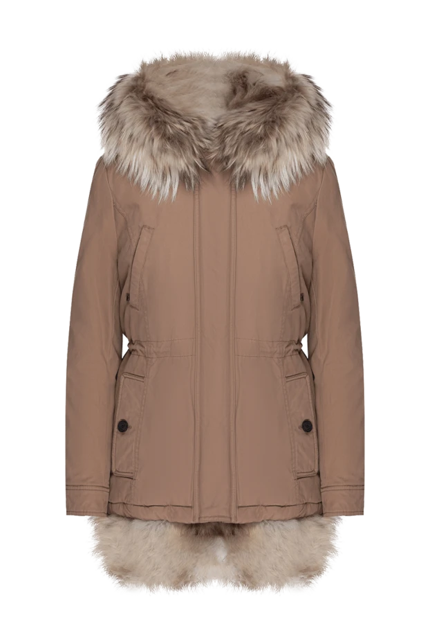 Alessandra Chamonix woman beige women's parka made of cotton and natural fur купить с ценами и фото 142052 - photo 1