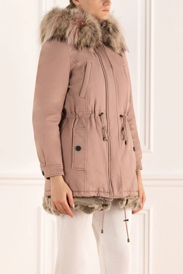 Alessandra Chamonix woman women's parka made of cotton and natural fur, pink 142057 - photo 3